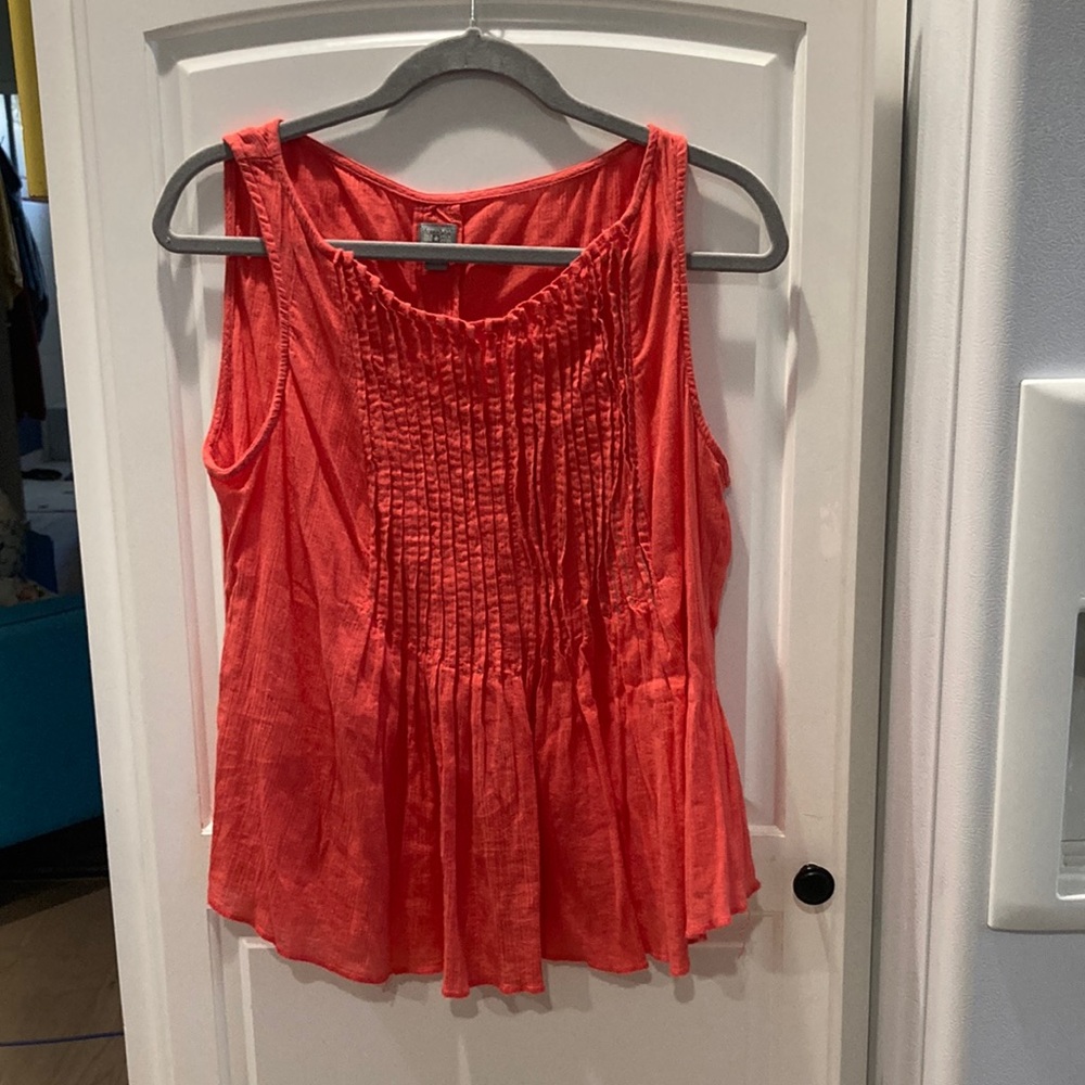 Converse Pintuck Pleat Babydoll Tank Crop Top Size L salmon color